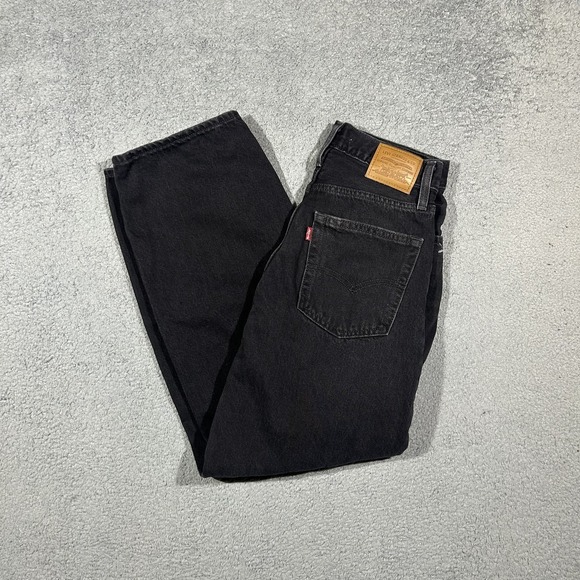 Levi's Denim - Levi's Women's Size 25 Baggy Dad Black Denim Jeans Relaxed Straight #2912